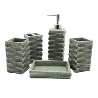 5-Piece Square Stack Design Resin Bathroom Accessory Set