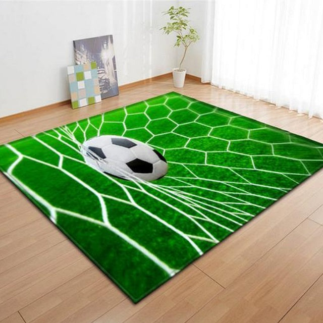 Green Scoring Soccer Ball Net Area Rug Floor Mat