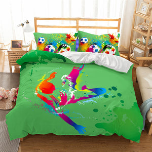 2/3-Piece Soccer Player Action Duvet Cover Bedding Set