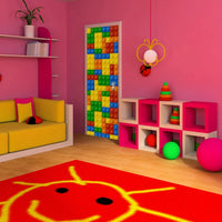 Colorful Kids Lego Print 3D Door Decal Sticker