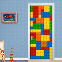 Colorful Kids Lego Print 3D Door Decal Sticker