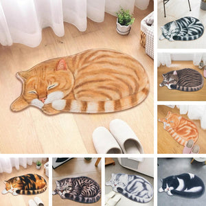 Lazy Sleeping Kitty Cat Shape Floor / Door Mat