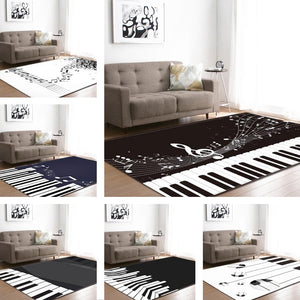 Piano Musical Note Print Area Rug Floor Mat