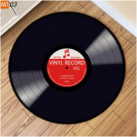 Round Retro Vinyl Record Print Floor Mat Rug