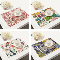 2-6 Piece Nautical Ocean Life Print Table Placemat Set