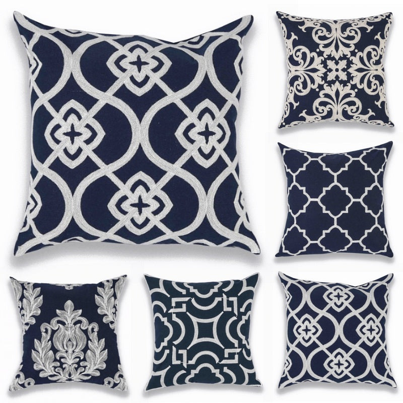 Navy Pillow Covers One Navy and White Throw Pillow Cover 20 X 20 Inch Navy  Blue Pillow Cover Decorative Pillow Navy Blue Pillows -  Hong Kong
