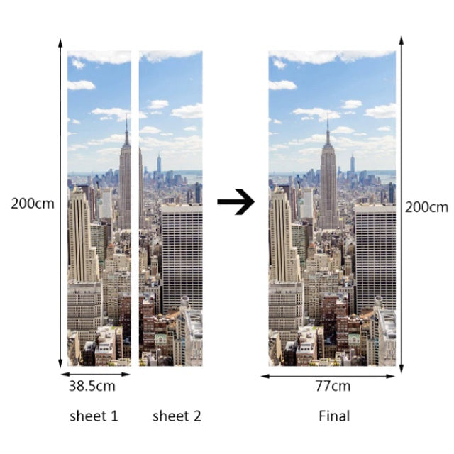 New York City Skyline 3D Door Mural Sticker