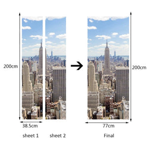 New York City Skyline 3D Door Mural Sticker