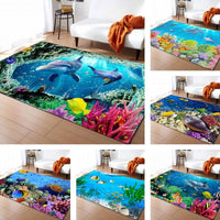 Underwater Dolphin / Fish Ocean Print Area Rug Floor Mat