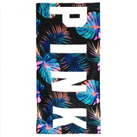 Black Pink Neon Palm Leaf Pattern Beach Towel