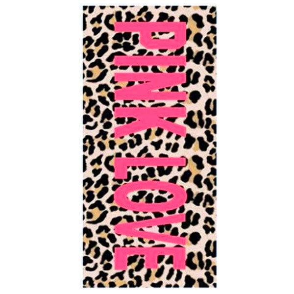 Pink Love Leopard Print Beach Towel