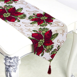Decorative Christmas Holiday Table Runner w/ Tassel
