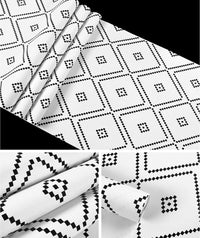 Black & White Nordic Geometric Rhombus Pattern Wallpaper