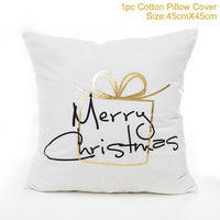 18" Black / White / Gold Merry Christmas Throw Pillow Cover