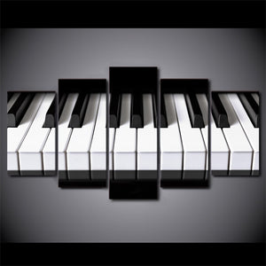 5-Piece Black & White Piano Keys Canvas Wall Art