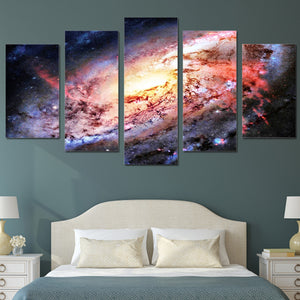 5-Piece Deep Space Milky Way Galaxy Canvas Wall Art