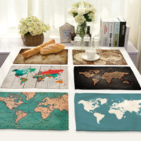 Multi-Color Abstract / Vintage World Map Table Placemat