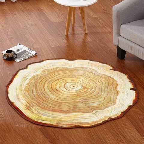 Round Rug, Round Carpet With Wood Slice Print, Rug With a Print Cut of a  Tree, Round Carpet With a Print Cut of a Tree 