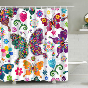 Colorful Bohemian Butterfly Bathroom Shower Curtain