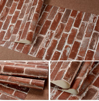 Multi-Color Vinyl Rustic Faux Brick Wallpaper