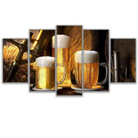 5-Piece Old World Beer Brewery Pub Canvas Wall Art