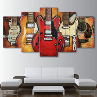 5-Piece Abstract Musical Guitars Canvas Wall Art