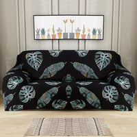 Black Fluorescent Palm Leaf Pattern Sofa Couch Cover