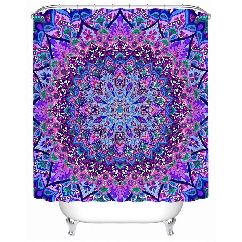 Bohemian Mandala Kaleidoscope Bathroom Shower Curtain