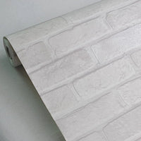 Light Gray 3D Embossed Vinyl Brick Wallpaper