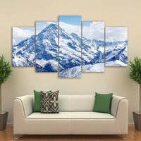 5-Piece Blue Snow Mountain Top Canvas Wall Art