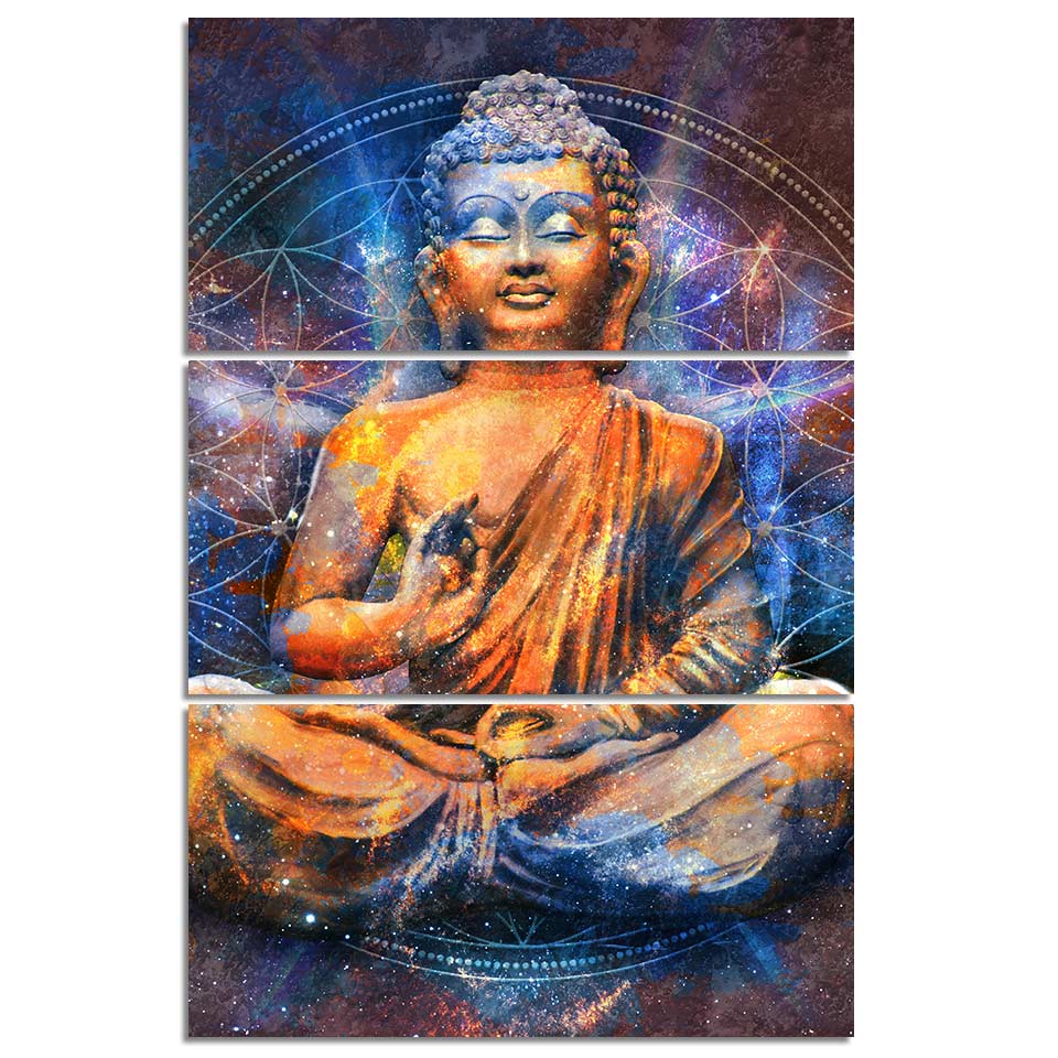 3-Piece Mystical Meditating Buddha Canvas Wall Art