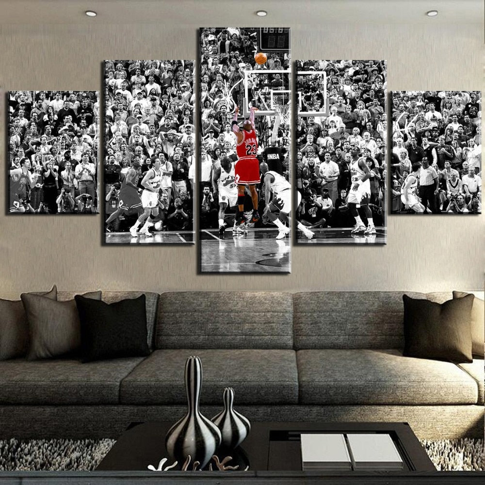 5-Piece Black & White Michael Jordan Shot Canvas Wall Art