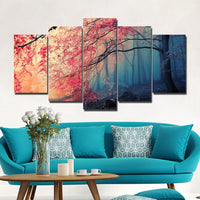 5-Piece Weeping Cherry Blossom Tree Canvas Wall Art