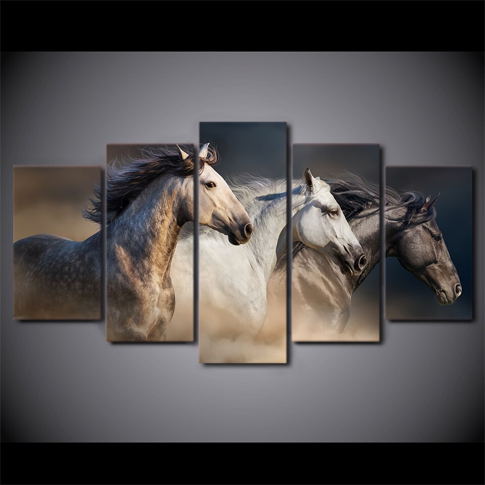 5-Piece Roaming Wild Horses Canvas Wall Art