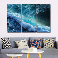 3-Piece Aerial Blue Ocean Sea Waves Canvas Wall Art