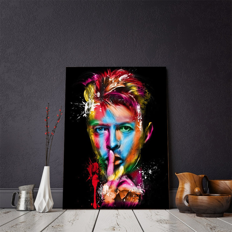 Colorful Abstract David Bowie Portrait Canvas Wall Art