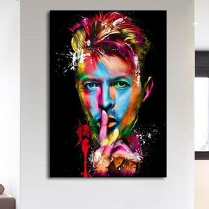 Colorful Abstract David Bowie Portrait Canvas Wall Art