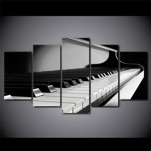 5-Piece Black & White Angled Piano Keys Canvas Wall Art
