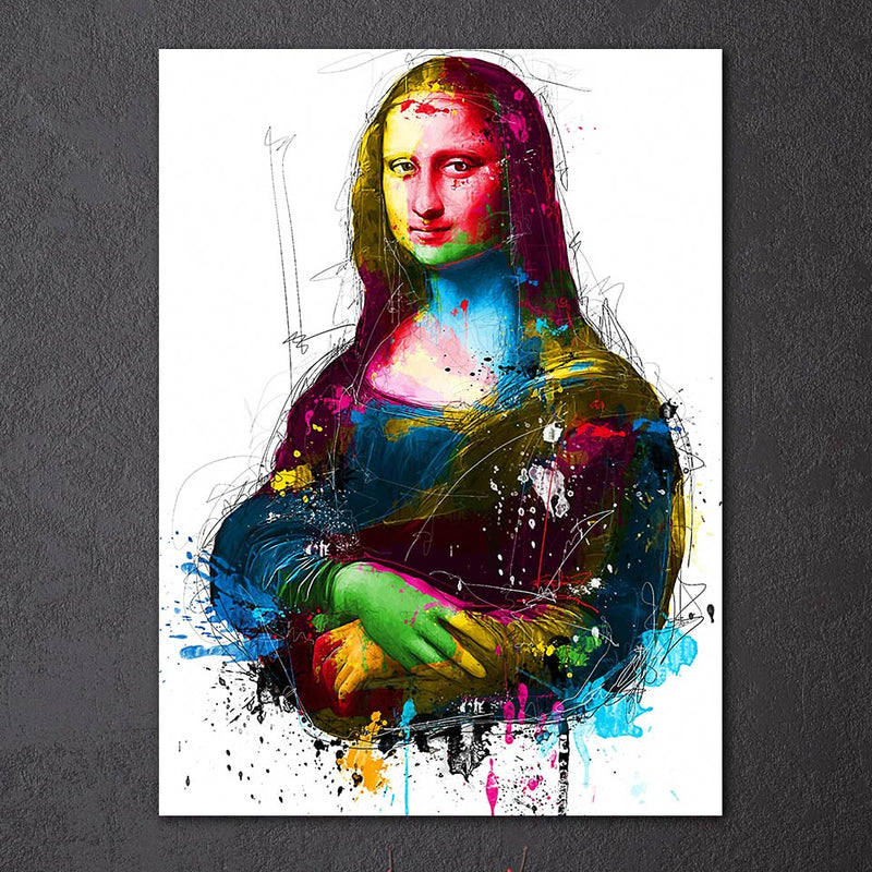 Colorful Modern Abstract Mona Lisa Canvas Wall Art