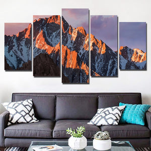 5-Piece Illuminated Rocky Mountain Peak Canvas Wall Art