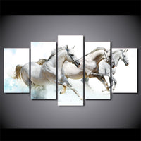 5-Piece Running White Horses Canvas Wall Art