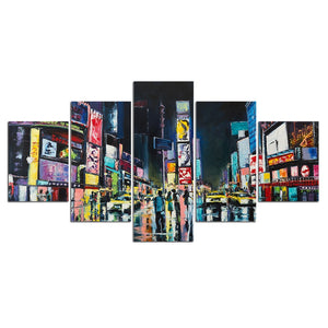 5-Piece Abstract NYC Times Square Canvas Wall Art