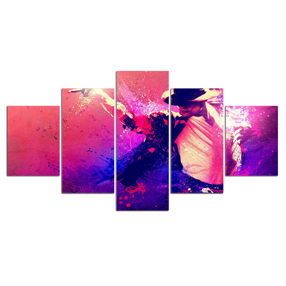 5-Piece Pink Abstract Michael Jackson Canvas Wall Art