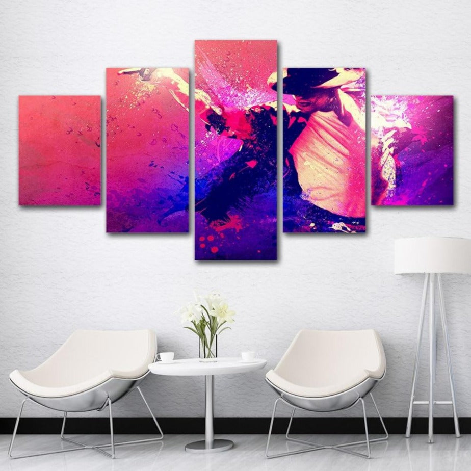 5-Piece Pink Abstract Michael Jackson Canvas Wall Art