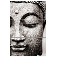 3-Piece Black & White Metal Buddha Face Canvas Wall Art