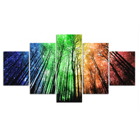 5-Piece Colorful Rainbow Forest Canvas Wall Art