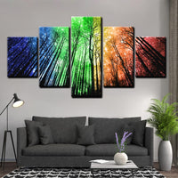 5-Piece Colorful Rainbow Forest Canvas Wall Art