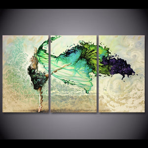 3-Piece Abstract Dancing Water Ballerina Canvas Wall Art