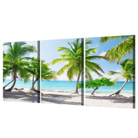 3-Piece Tropical Green Palm Tree Beach Canvas Wall Art