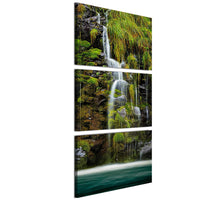 3-Piece Vertical Green Tropical Waterfall Canvas Wall Art